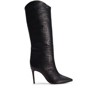Brand new, never worn Schutz Maryana boots in crocodile leather